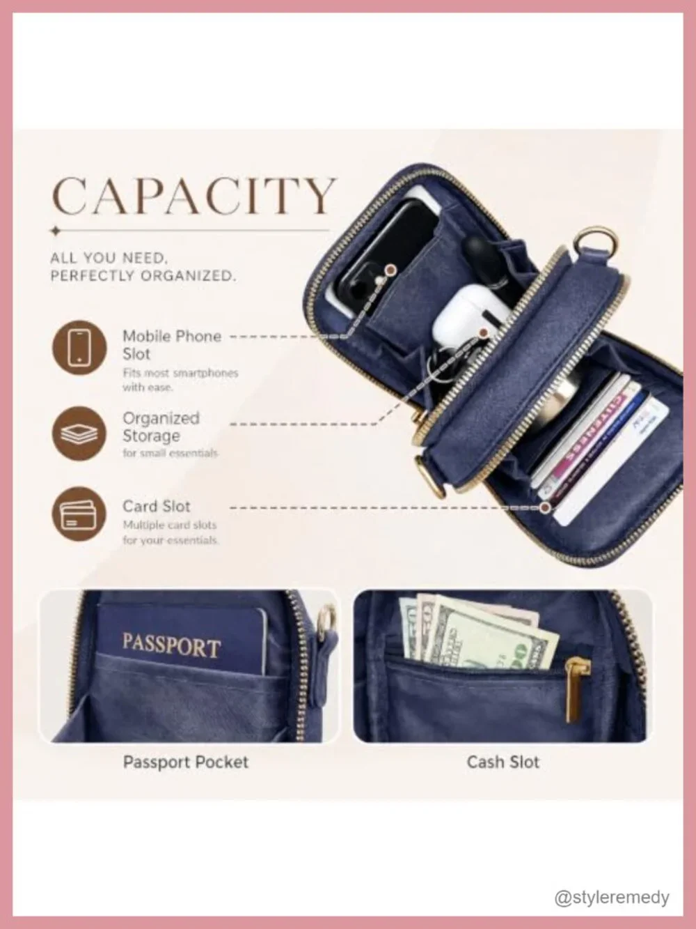 Crossbody Phone Purse Wallet RFID Blocking PU Leather Touchscreen Bag Women